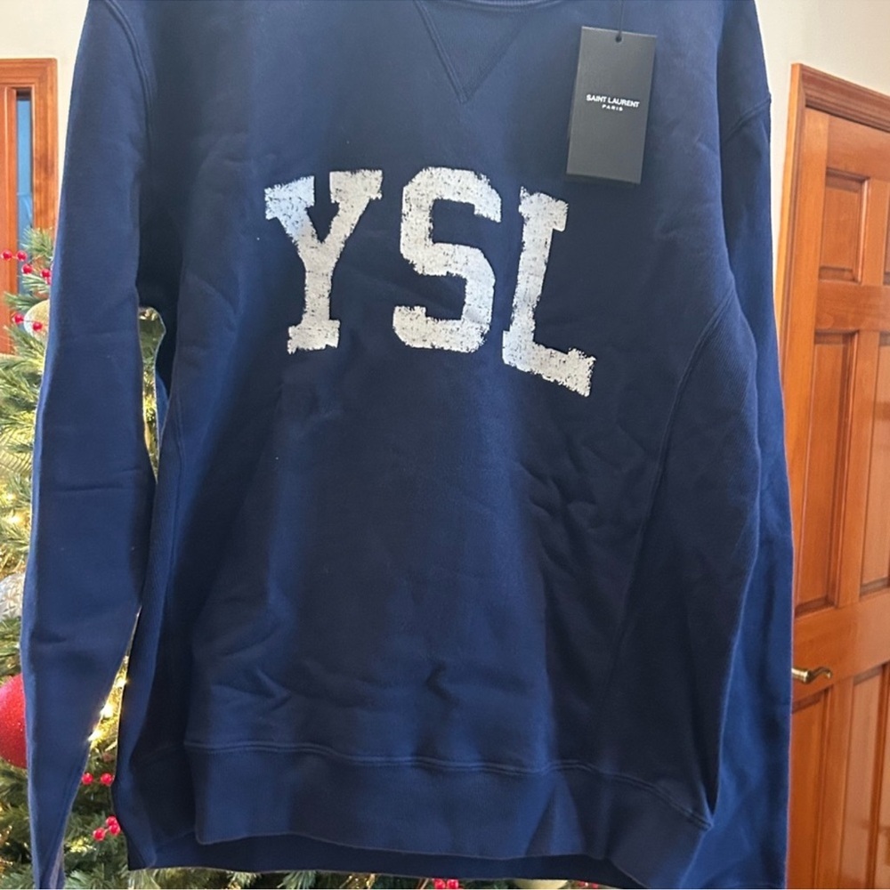 Men’s SaintLaurentYSL vintage sweatshirt and faded navy cotton size medium NWT